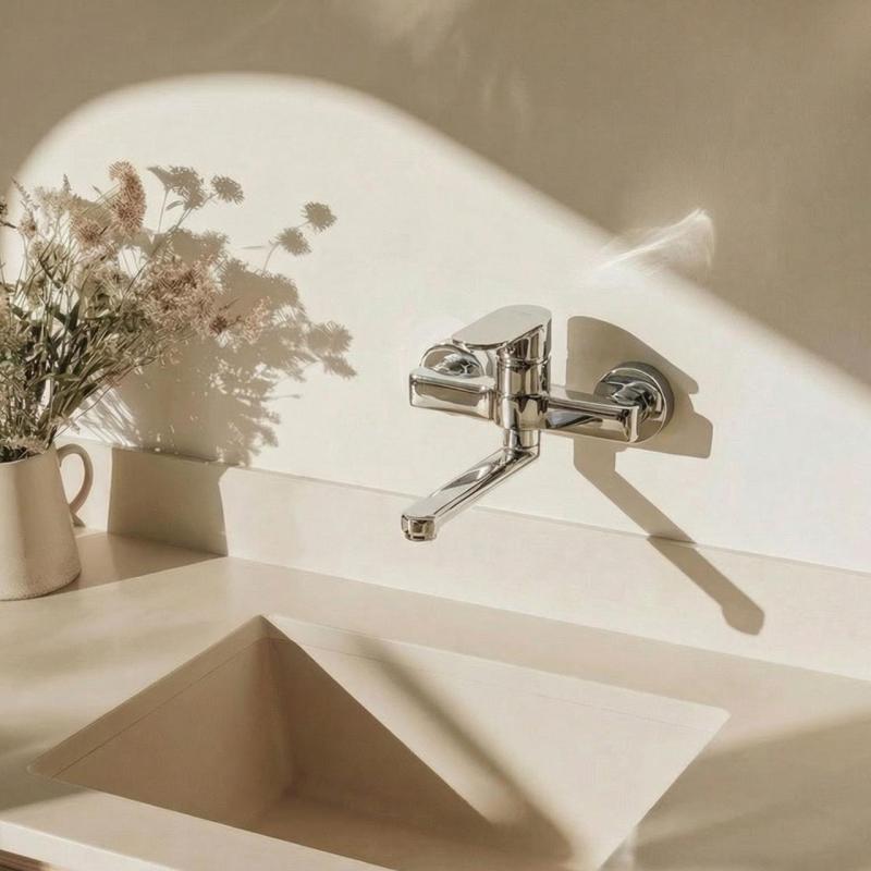 Aquanello Casa Enoročajna kuhinjska stenska pipa iz kroma z izlivom 15 cm CR-1415-CS