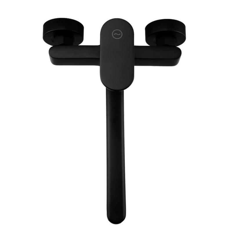 Aquanello Casa Enoročajna kuhinjska stenska pipa, črna, z izlivom 25 cm BL-1425-CS