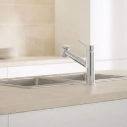 Aquanello Voss Kuhinjska mešalna baterija iz kroma z izvlečnim izlivom in funkcijo prhanja CR-7200-VS