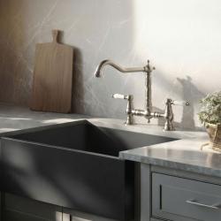 Aquanello Heritage Manor Klasična kuhinja Nostalgic Bridge Kuhinjska pipa krom z belim ročajem CR-0010-HM