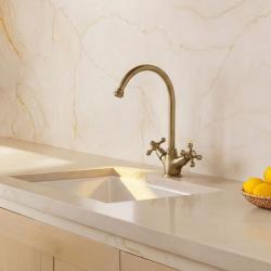 Aquanello Heritage Ascot Klasična kuhinja – nostalgična kuhinjska pipa iz brona z okroglo izlivno glavo BN-4003-HA