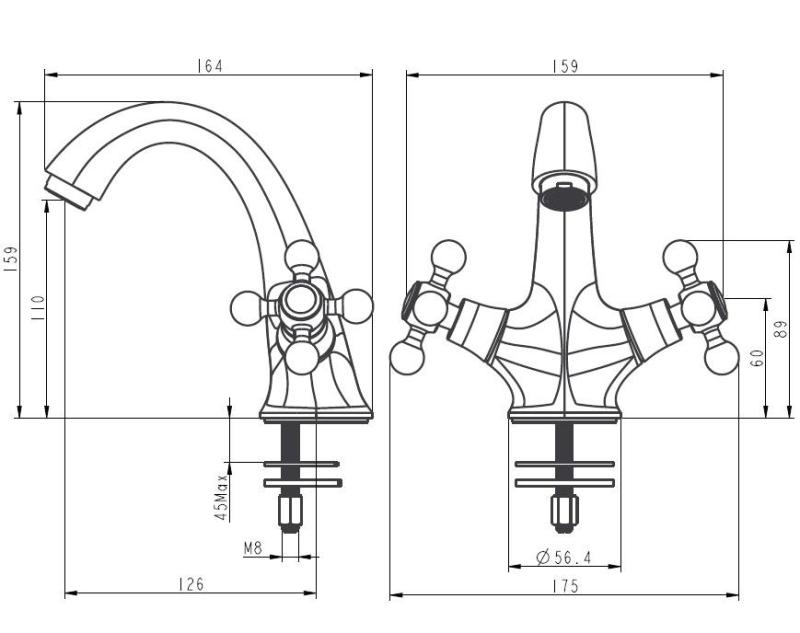Aquanello Heritage Ascot Klasična nostalgična umivalna baterija Bron BN-4101-HA
