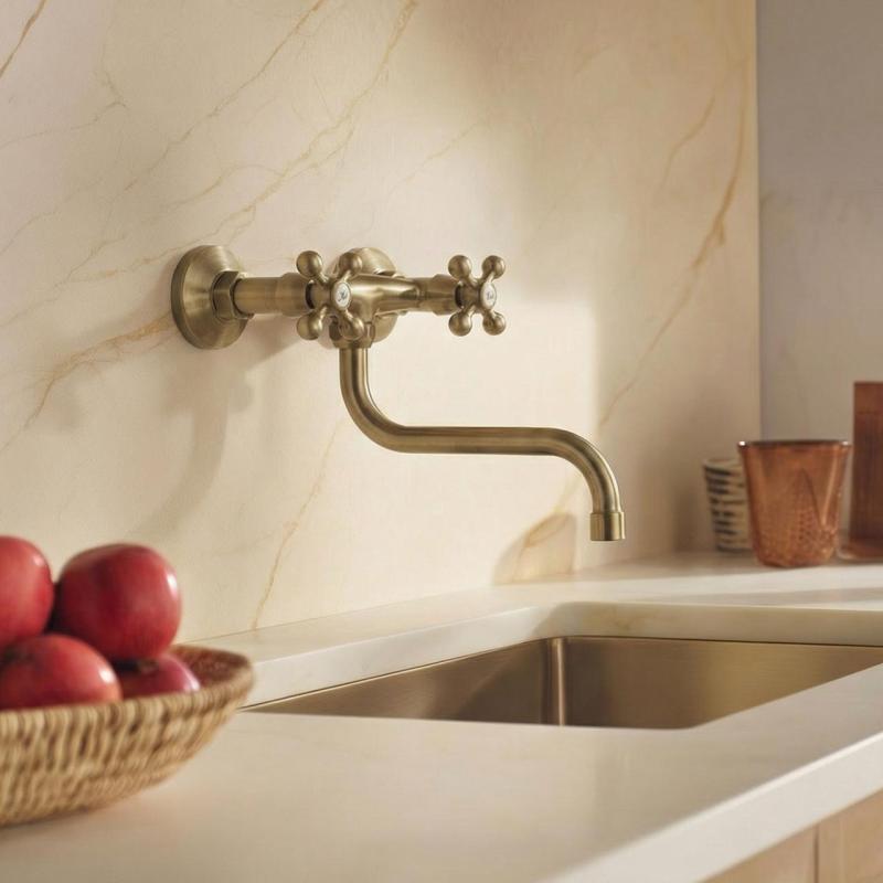 Aquanello Heritage Ascot Klasična kuhinjska stenska pipa  Bron BN-4111-HA