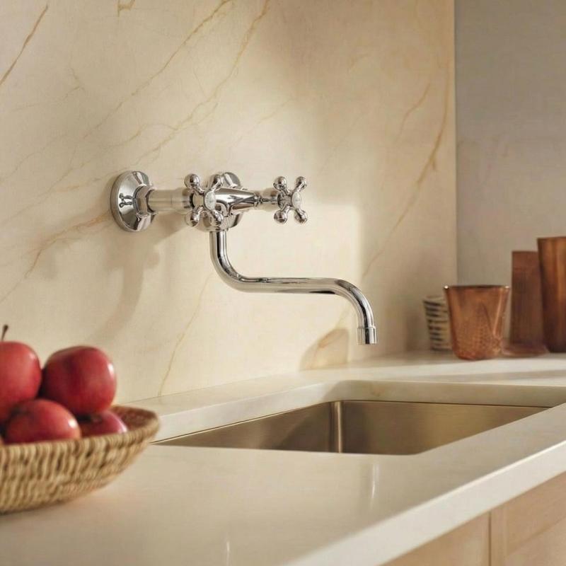 Aquanello Heritage Ascot Klasična kuhinjska stenska pipa, krom CR-4111-HA