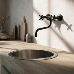 Aquanello Heritage Ascot Klasična kuhinjska stenska pipa, črna BL-4111-HA