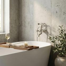 Aquanello Heritage Ascot Klasična kopalniška baterija s sterlinskimi gumbi iz nerjavečega jekla, vključno z ročno tuš kabino NB-3002-HA