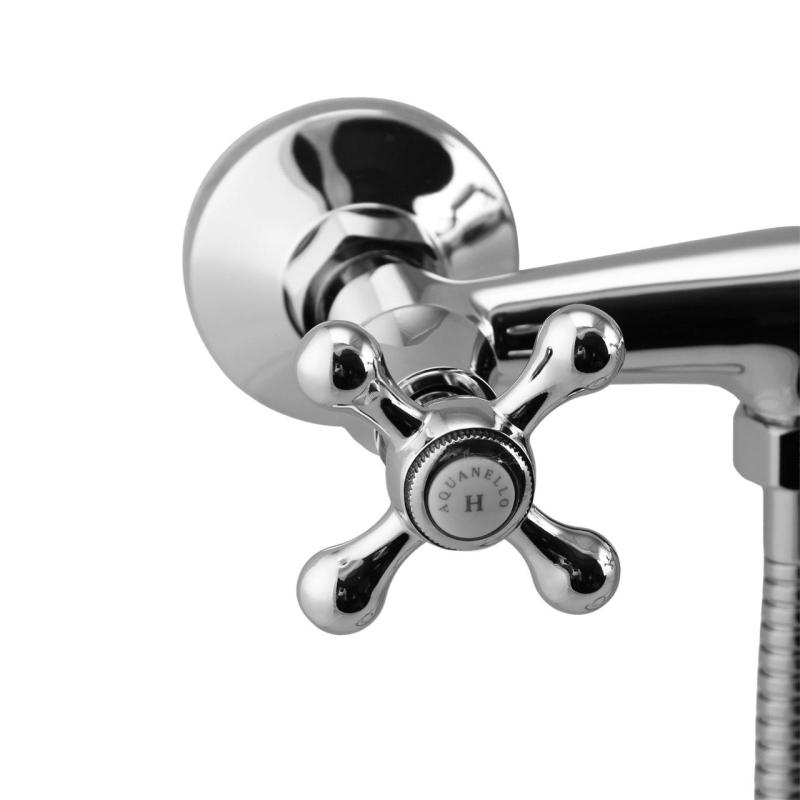 Aquanello Heritage Ascot Klasični set tuš pipe s kromiranimi gumbi, vključno z ročno tuš kabino CR-2002-HA