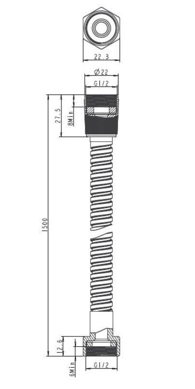 Aquanello Heritage Collection Tuš cev  150 cm krom CR-9002-HC