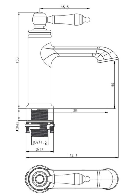 Aquanello Heritage Manor Klasična nostalgična umivalna baterija iz nerjavečega jekla NB-1001-HM