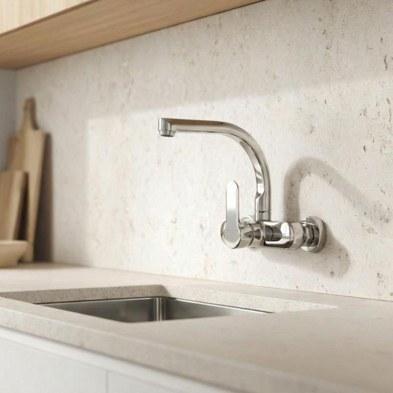 Aquanello Casa Kuhinjska stenska pipa  z zgornjim izlivom Krom CR-1003-CS