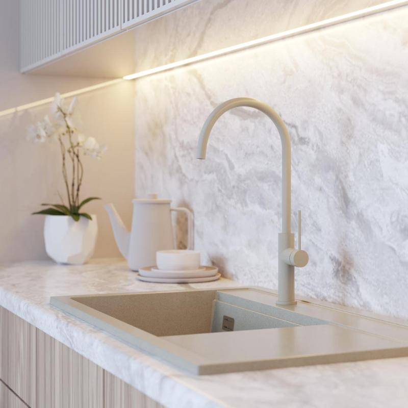 Graniteland Vira Slim Kuhinjska mešalna baterija v bež barvi z vrtljivim izlivom 1208972622