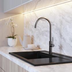 Graniteland Vira Slim Kuhinjska mešalna baterija Gun Metal z vrtljivim izlivom 1208972627