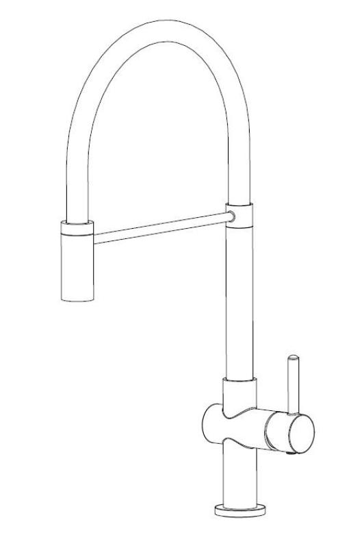 Aquanello Gastro Kuhinjska mešalna baterija s prilagodljivim izlivom, črna BL-4400-GT