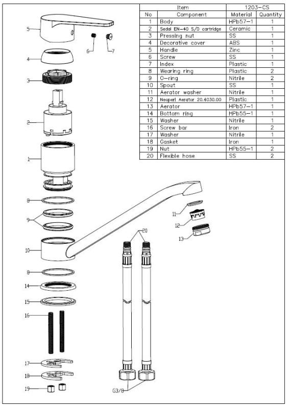 Aquanello Casa Nizka enoročajna kuhinjska pipa, krom CR-1203-CS