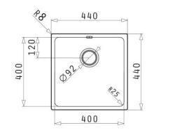 PM Lydia Nerjaveče jekleno pomivalno korito 40 x 40 cm, za vgradnjo pod pult, vgradnjo v ravno površino in nadgradnjo 1208972639