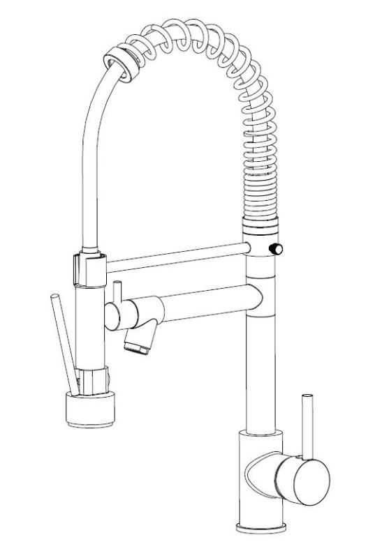 Aquanello Gastro Kuhinjska pipa s profesionalno pršilno funkcijo, krom CR-4402-GT