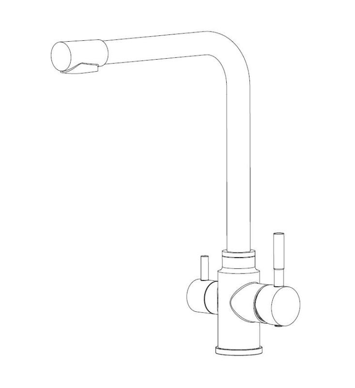 Aquanello Limpia Masivna 3-potna kuhinjska pipa iz nerjavečega jekla s filtrirano vodo SS-11600-LP