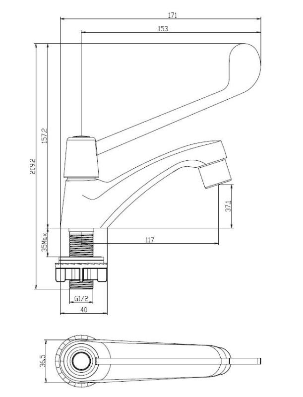 Aquanello Medic Pip za hladno vodo z dolgim ročajem, krom CR-1101-MD
