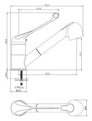 Aquanello Medic Kuhinjska mešalna baterija z dolgim ročajem in izvlečnim izlivom, krom CR-1006-MD