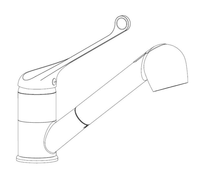 Aquanello Medic Kuhinjska mešalna baterija z dolgim ročajem in izvlečnim izlivom, krom CR-1006-MD