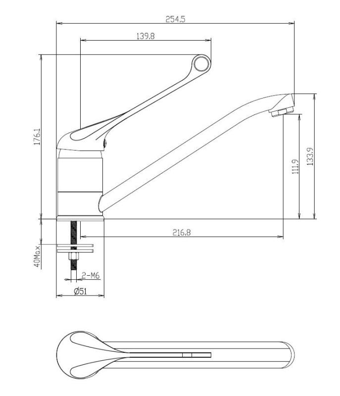 Aquanello Medic Kuhinjska mešalna baterija z dolgim ročajem  Krom CR-1007-MD
