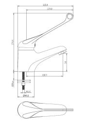 Aquanello Medic Mešalna baterija za umivalnik z izjemno dolgim ročajem, krom CR-1103-MD