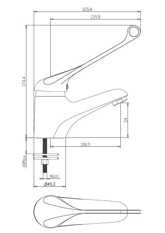 Aquanello Medic Mešalna baterija za umivalnik z izjemno dolgim ročajem, krom CR-1103-MD