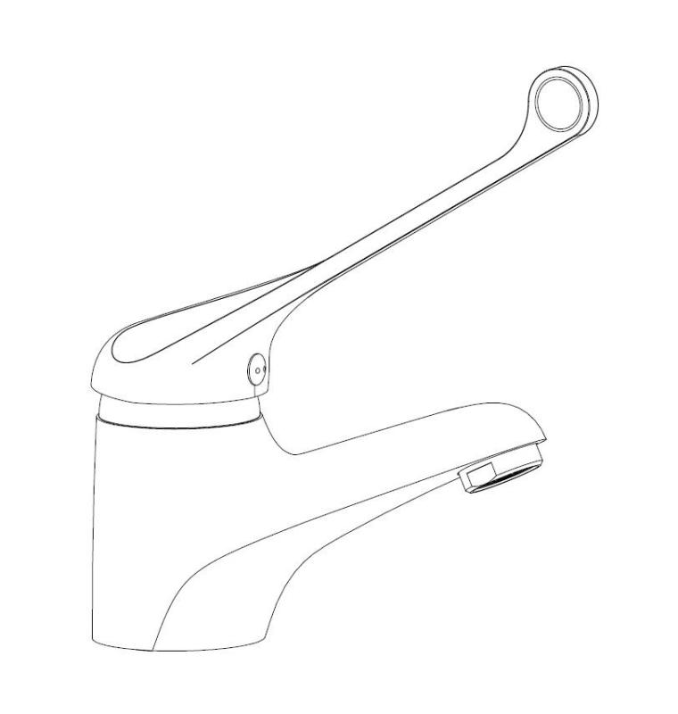 Aquanello Medic Mešalna baterija za umivalnik z izjemno dolgim ročajem, krom CR-1103-MD