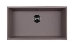 GraniteMy Universal veliko granitno umivalno korito v barvi taupe, 74 x 40 cm, za nadstropno, podstropno in vgradno montažo, s sivo kovinsko zamaškom 1208972708