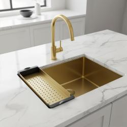 Pure.Sink Prestige vstavni koš za pomivalno korito, zlata barva  PPGCL40-60
