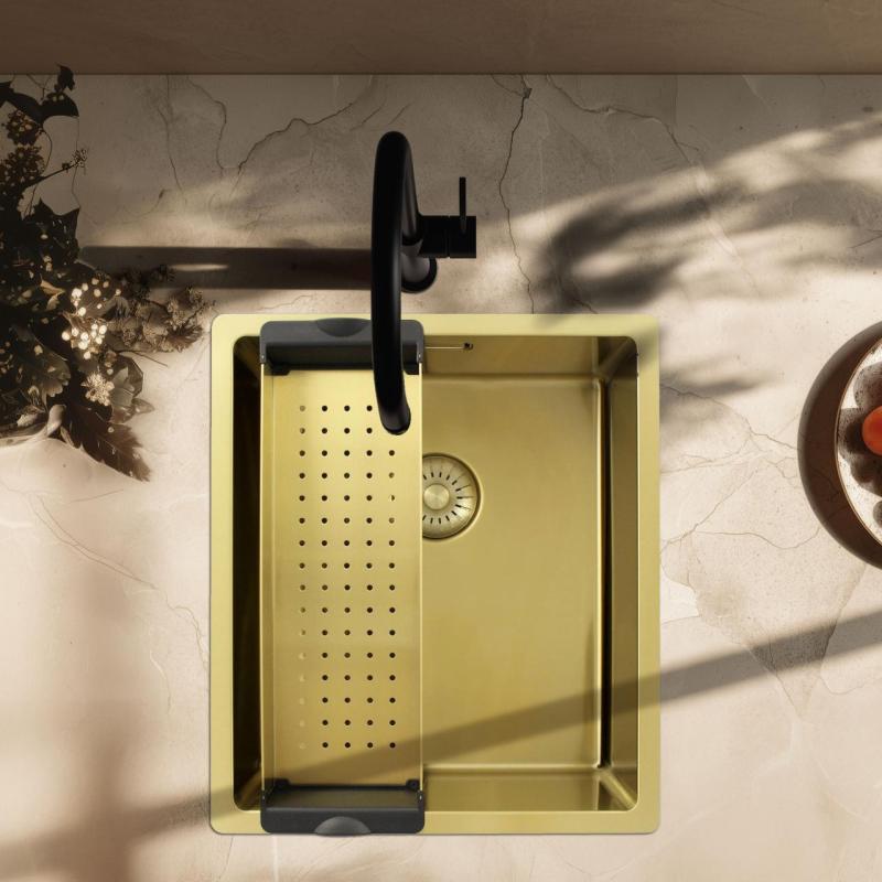 Pure.Sink Prestige vstavni koš za pomivalno korito, zlata barva  PPGCL40-60