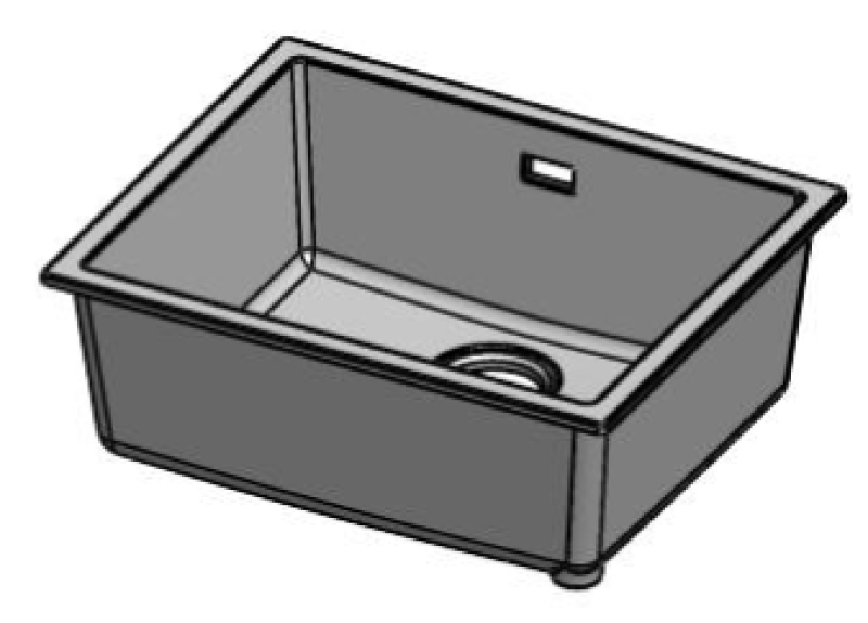 Pure.Sink Eternal Kvarčni beli pomivalni korit 50 x 40 cm, za vgradnjo pod pultom in nad pultom, z belim zamaškom