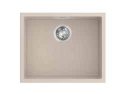Pure.Sink Eternal Kvarčni umivalnik v bež barvi, 50 x 40 cm, za vgradnjo pod pultom ali na pult, z zapiralko iz nerjavečega jekla