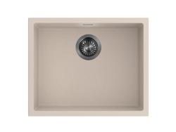 Pure.Sink Eternal Kvarčni umivalnik v bež barvi, 50 x 40 cm, za vgradnjo pod pultom in na pult z zamaškom v barvi gun metal