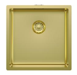 Pure.Sink Comfort PVD zlati pomivalni korit 40 x 40 cm, polmer 10 mm, za vgradnjo pod pult, vgradnjo v pult in namestitev na pult PCM4040-60