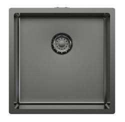Pure.Sink Comfort PVD-pokrit pomivalno korito v barvi »gun metal«, 40 x 40 cm, polmer 10 mm, za vgradnjo pod pult, vgradnjo v pult in nadgradnjo, PCM4040-61