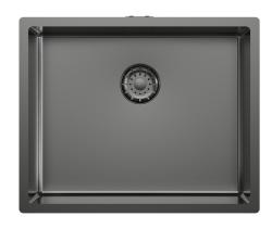 Pure.Sink Comfort PVD-pokrit pomivalni korit v barvi »gun metal«, 50 x 40 cm, polmer 10 mm, za vgradnjo pod pult, vgradnjo v pult in namestitev na pult PCM5040-61