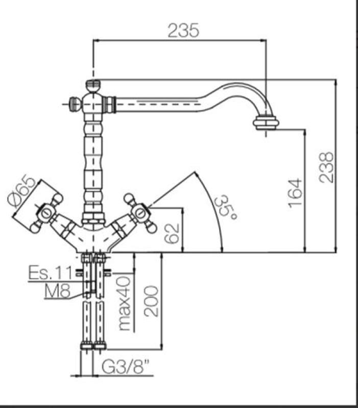 PB Nostalgijska kuhinjska pipa V1910 Krom
