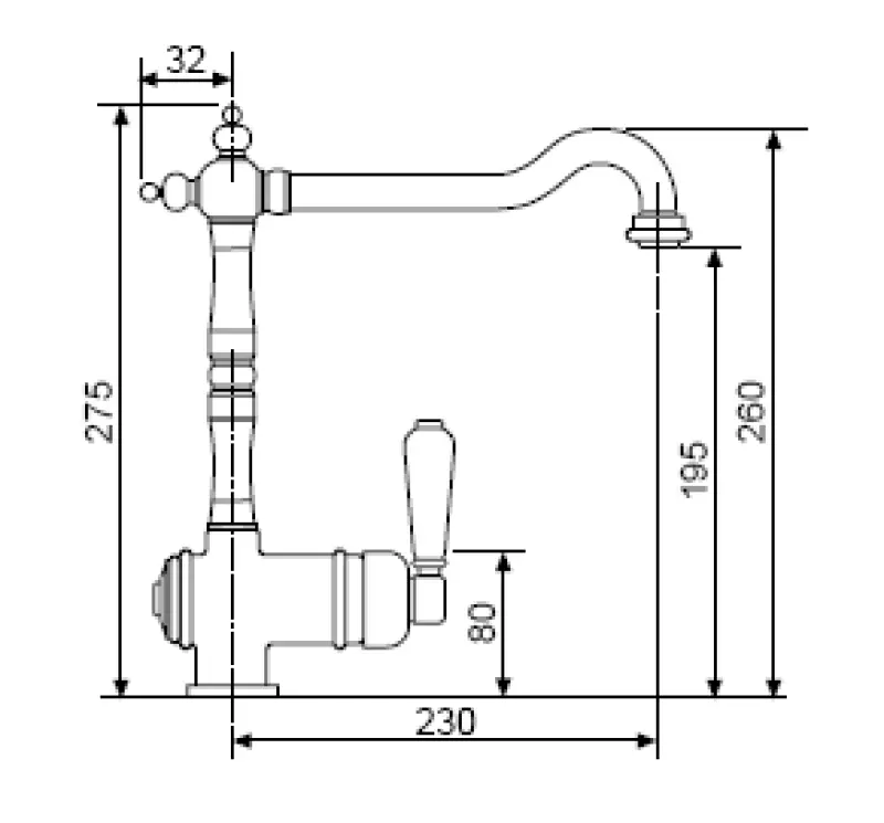 Nostalgische kuhinjska pipa V1920 Krom