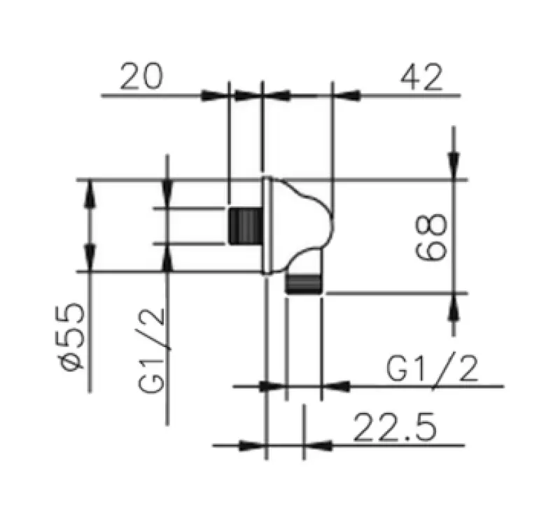 Huber Croisette Povezovalni koleno Krom za priključek tuš cevi 67.02H.CR