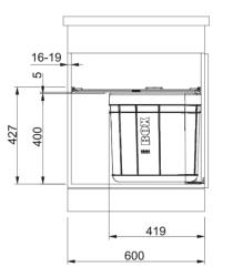 Franke Sorter Solo 60 vrtljiv odpadni sistem na vratih 40-litrski koš za smeti s filtrom z aktivnim ogljem 1210307572