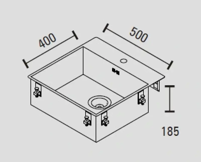 ABK Baronga nerjaveče jeklo pomivalno korito 54x53cm s ploščo za pipo, ravna vgradnja BAR50FKVI