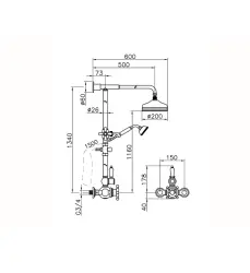 Huber Victoriaans Thermostatische Doucheset 20cm Krom 590.VN21H.CR