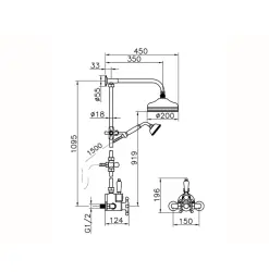 Huber Victoria Termostatski Tuš Set 20 cm Krom 590.VT21H.CR