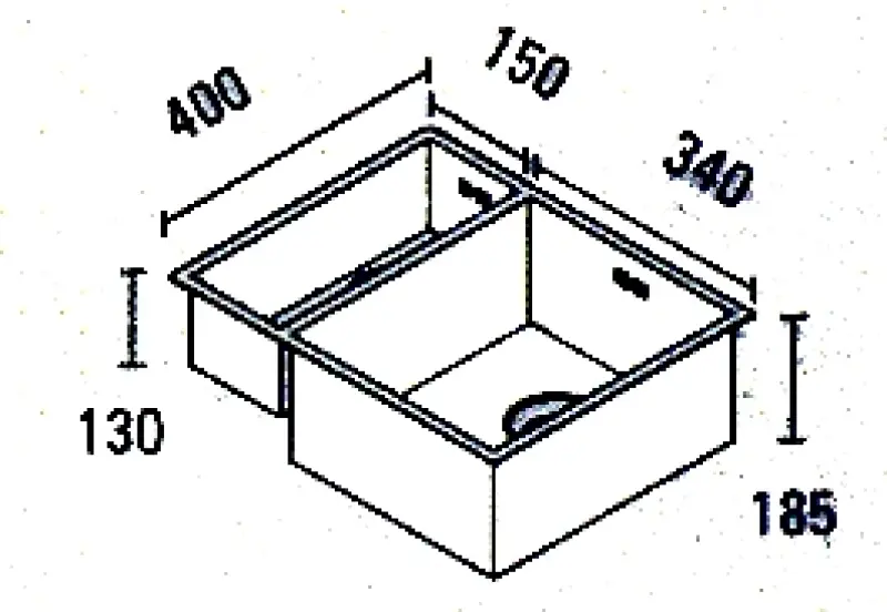 ABK Baronga eno in pol 1,5 nerjaveče jeklo pomivalno korito 15x40+34x40cm Podgradnja BAR1534F