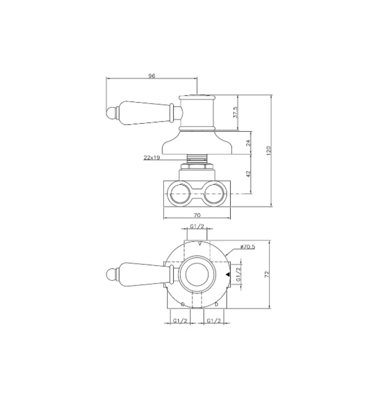Huber Victorian 3-smerni preklopnik krom VT00027021