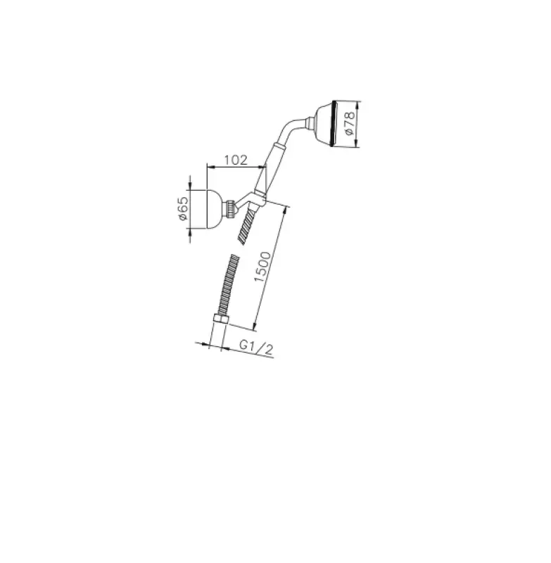 Huber Victoriaanse handdouche met ophanghaak chroom 63.03H.CR