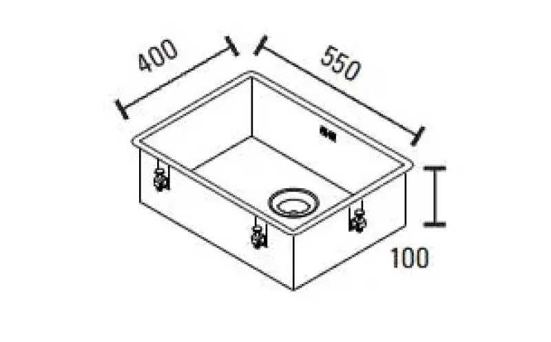 ABK Baronga velika ekstra plitka nerjaveča jeklena pomivalna korita za invalide, globina 10 cm, 55x40 cm, vgradnja v ravnino, spodnja montaža in nadgradnja BAR5510FVI