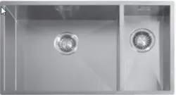 ABK Baronga velika ena in pol 1,5 inox pomivalno korito 50x40+20x40 cm za ploskovno vgradnjo, podvgradnjo in nadgradnjo BAR5020FVI