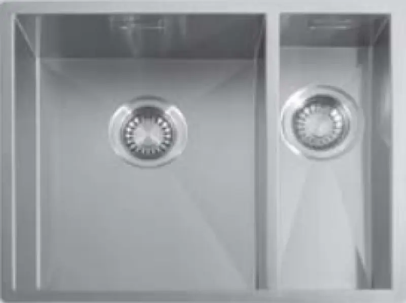 ABK Baronga ena in pol 1,5 nerjaveče jeklo pomivalno korito 34x40 + 15x40 cm vgradnja pod pult BAR3415f